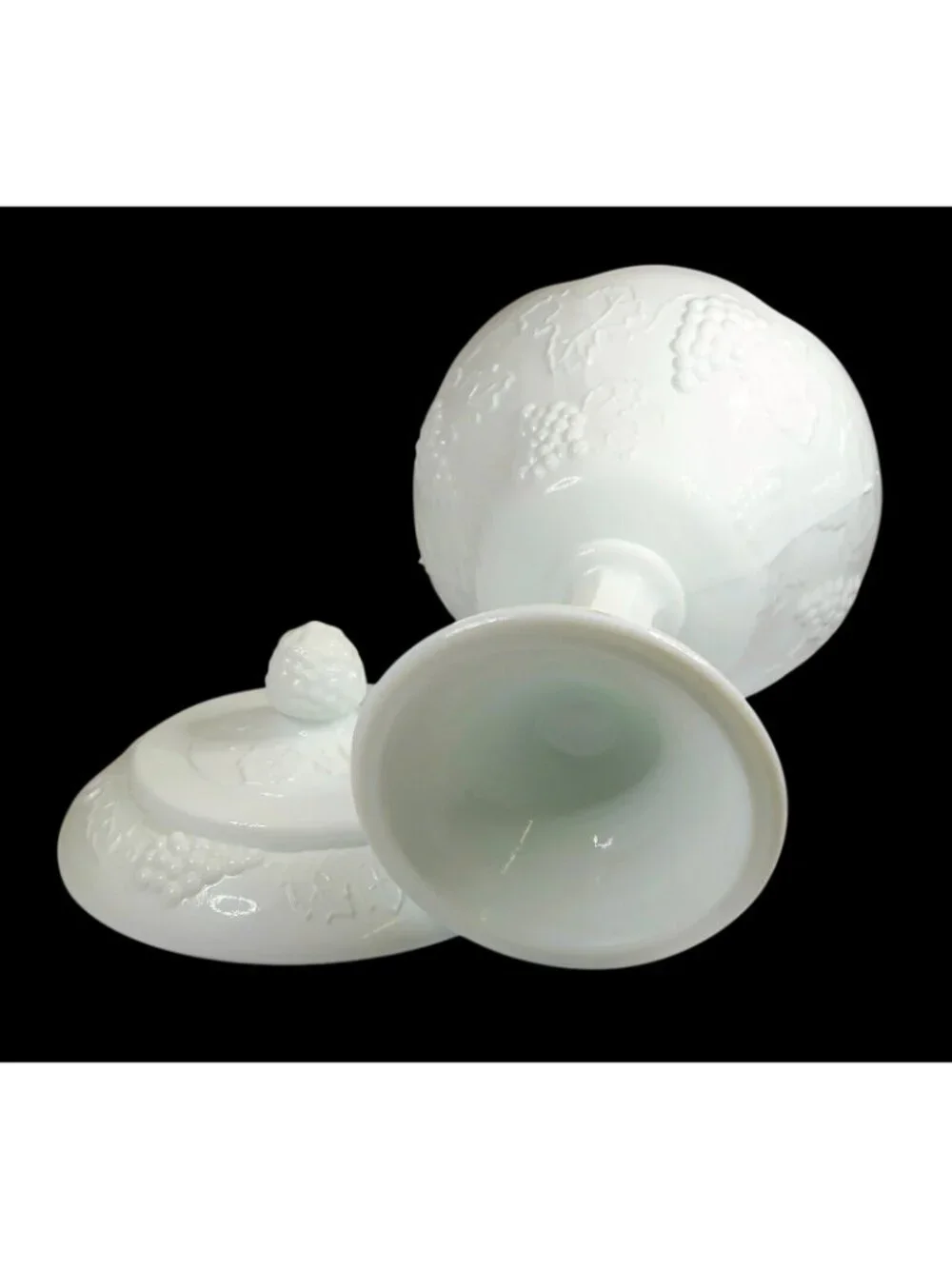 Colony Harvest Milk Glass Compote with Lid Vintage Mid-Century Wedding Bowl
